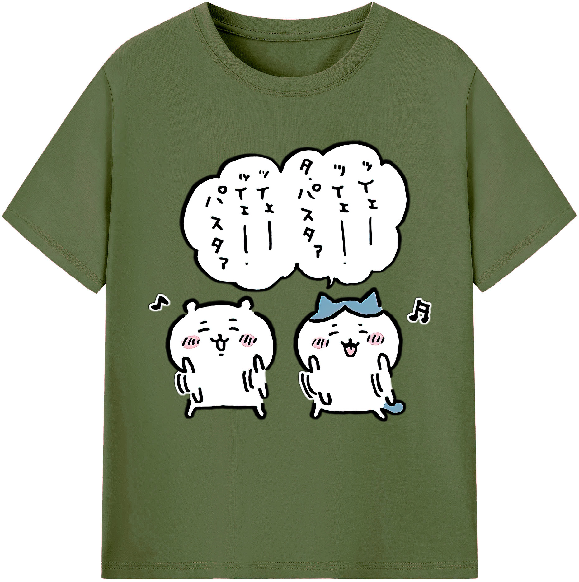 （画像用） ちいかわ ハチワレ Chii-kawa hachiware 綿100％半袖Tシャツ（フロントプリント）